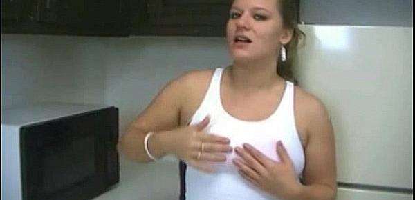  Fat Chubby Teen with nice Tits playing with cherries